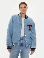 Kurtki damskie - Tommy Jeans Kurtka jeansowa Letterman DW0DW18202 Niebieski Oversize - miniaturka - grafika 1