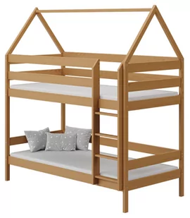 Dziecięce łóżko piętrowe przypominające domek, olcha - Zuzu 3X 180x80 cm - Łóżka dla dzieci i młodzieży - miniaturka - grafika 1
