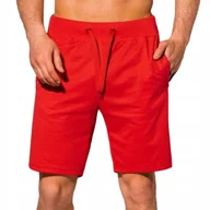 Spodenki męskie - KRÓTKIE SPODENKI DRESOWE SHORTY BAWEŁNIANE SPORTOWE NA WF CZERWONE ROZM - M - miniaturka - grafika 1