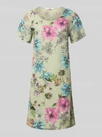 Sukienki - Sukienka lniana o długości do kolan z okrągłym dekoltem - miniaturka - grafika 1