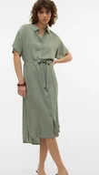 Sukienki - VERO MODA SUKIENKA ZIELONA KOSZULOWA MIDI S JGR - miniaturka - grafika 1