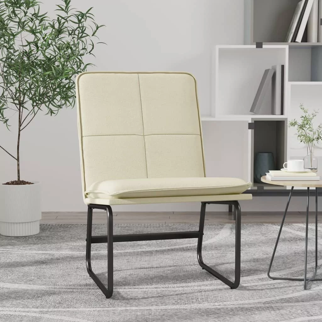 Krzesło wypoczynkowe, kremowe, 54x75x76 cm, sztuczna skóra - Ceny i opinie  na Skapiec.pl