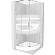 Kabiny prysznicowe - Mexen Rio kabina prysznicowa półokrągła 70x70 cm, pasy, chrom + brodzik Rio, biały - miniaturka - grafika 1