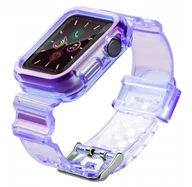 Akcesoria do smartwatchy - Silikonowa opaska pasek bransoleta bransoletka etui Strap Light Set do zegarka Apple Watch 38 mm - fioletowa - miniaturka - grafika 1