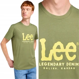Lee LEGENDARY LOGO T Olive Grove ZIELONY T-SHIRT BAWEŁNIANA KOSZULKA M - Koszulki męskie - miniaturka - grafika 1