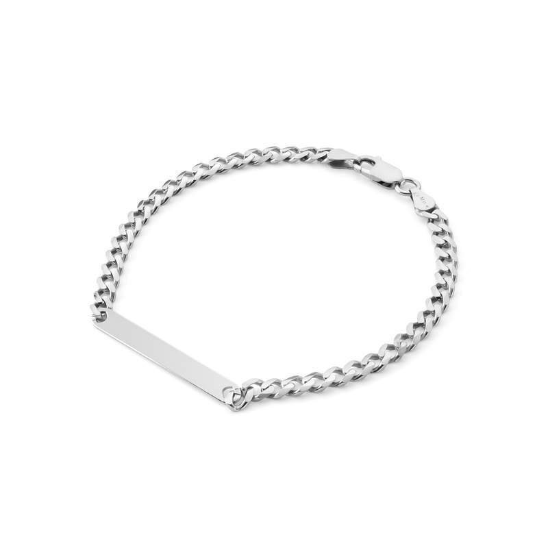 Męska Bransoletka Prostokątna Blaszka, Łańcuszek Gruba Pancerka : Długość (Cm) - 23, Srebro - Kolor Pokrycia - Pokrycie Platyną,23