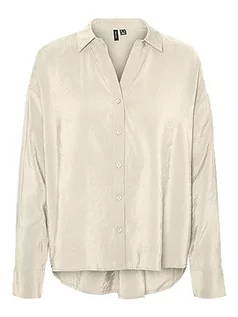 Koszule damskie - VERO MODA Koszula damska VMQUEENY L/S Oversized Shirt EXP GA, Antique White, XL - grafika 1