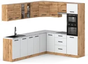 Meble kuchenne - Kuchnia Nowoczesna Z Blatem Pojemna Narożna 4.6m Wotan Dąb Wotan Biały Mat - miniaturka - grafika 1