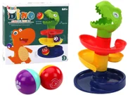 Zabawki interaktywne dla dzieci - ZIELONY DINOZAUR ZJEŻDŻALNIA KULEK - miniaturka - grafika 1
