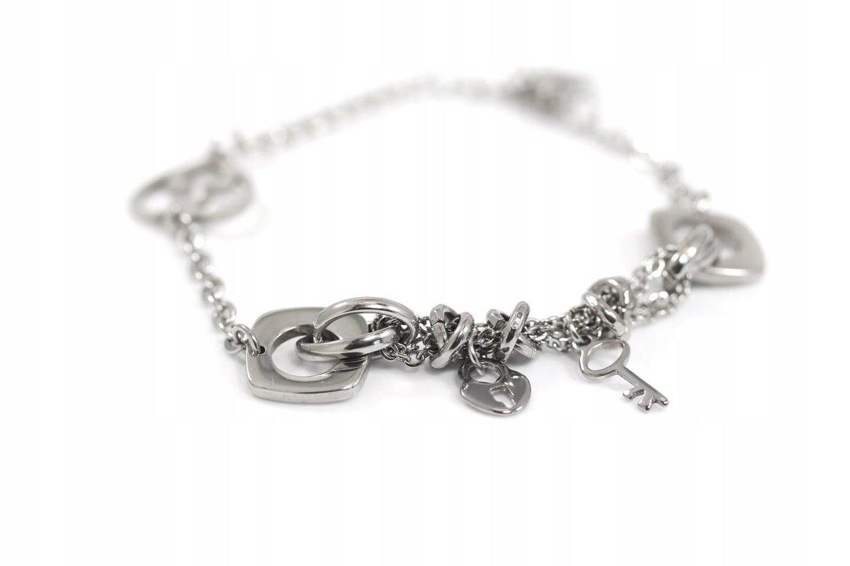 Bransoleta stalowa 316L z kluczykiem oraz kłódką