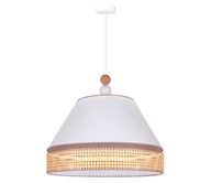 Lampy sufitowe - Duolla - Żyrandol na lince AVIGNON 1xE27/15W/230V śr. 50 cm biały/rattan - miniaturka - grafika 1