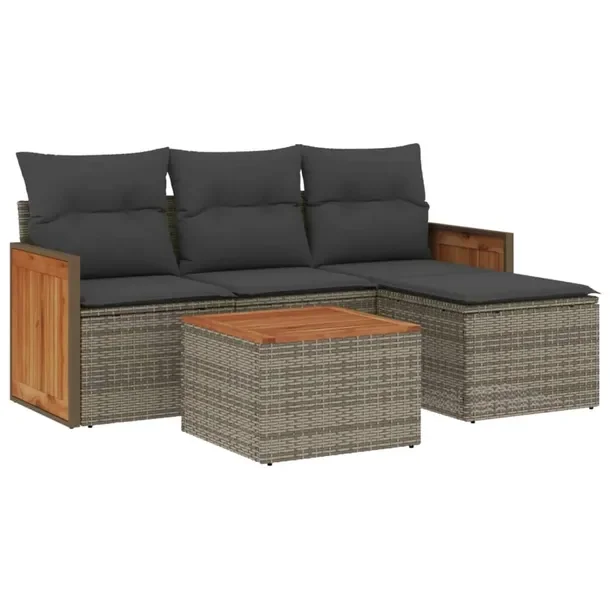 Zestaw wypoczynkowy ogrodowy szary rattan PE, 55 x 62 x 69 cm