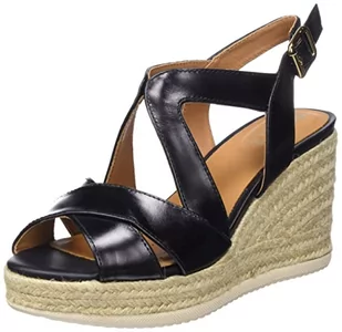 Geox Damskie sandały D Ponza Espadryle Wedge, czarny, 39.5 EU - Espadryle damskie - miniaturka - grafika 1