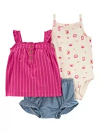 Kaftaniki dla niemowląt - carter's 3-częściowy zestaw w kolorze biało-różowo-niebieskim - miniaturka - grafika 1