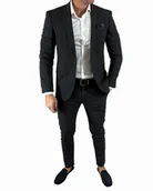 Marynarki męskie - Garnitur męski dwuczęściowy komplet grafitowy/antracyt DJG012 50 - miniaturka - grafika 1