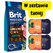 Sucha karma dla psów - BRIT Premium By Nature Sensitive Lamb 15kg + Tails.com Adult 65% mięsa 12x400g - miniaturka - grafika 1