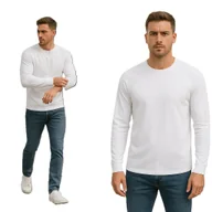 Koszulki męskie - Longsleeve męski biały raglanowy bawełna premium streetwear 3XL - miniaturka - grafika 1
