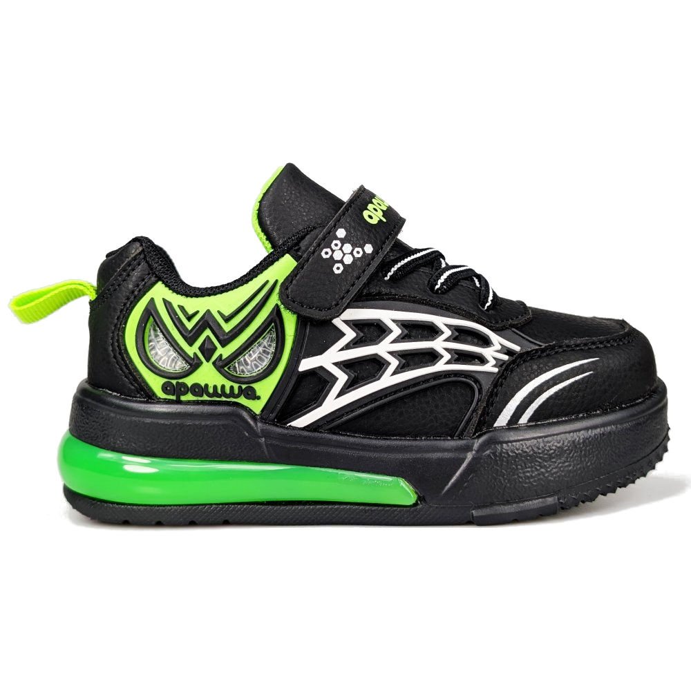 Buty Dziecięce Na Rzepy Spider Świecące z Diodami Led Czarne Lekkie Modne Stylowe Sportowe Na Jesień Na Lato 30