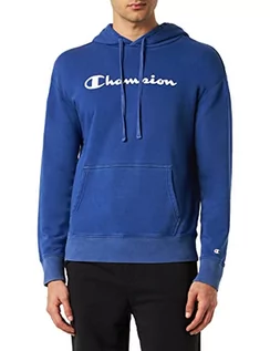 Bluzy męskie - Champion Męska bluza z kapturem Legacy Old School Logo, niebieska (College), XXL - grafika 1