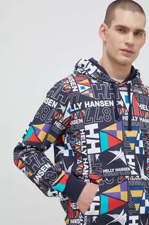 Bluzy męskie - Helly Hansen bluza bawełniana męska z kapturem wzorzysta - grafika 1