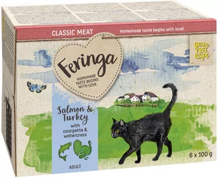 Zestaw Feringa Classic Meat Menu, miseczki, 24 x 100 g - Łosoś i indyk - Mokra karma dla kotów - miniaturka - grafika 1