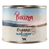 Mokra karma dla kotów - Korzystny pakiet Purizon Organic, 12 x 200 g - Łosoś i kurczak ze szpinakiem - miniaturka - grafika 1