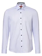 Koszule męskie - Finshley & Harding Koszula męska łatwa w prasowaniu Mężczyźni Slim Fit Bawełna niebieski wzorzysty, 40 - miniaturka - grafika 1