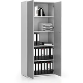 Szafy biurowe - B2B Partner Szafa biurowa z drzwiami LAYERS, 4 półki, 800 x 400 x 1905 mm, biała/szara 611525 - miniaturka - grafika 1