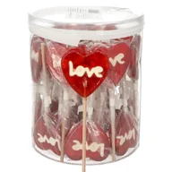 Gumy do żucia, lizaki, dropsy - LIZAKI WALENTYNKOWE LIZAK SERCE LOVE MINI NA WALENTYNKI 20G 40SZT - miniaturka - grafika 1