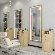 Meble fryzjerskie - Konsola konsoleta fryzjerska barberska lustro fryzjerskie LED rama aluminiowa 180x70 STD - miniaturka - grafika 1