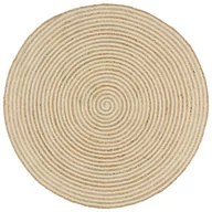 Dywaniki łazienkowe - vidaXL Dywanik ręcznie wykonany z juty, spiralny wzór, biały, 90 cm 133716 - miniaturka - grafika 1