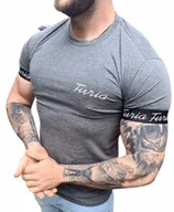 Koszulki męskie - Koszulka sportowa grafitowa z czarną taśmą Furia - miniaturka - grafika 1