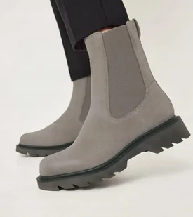 TAMARIS BOTKI DAMSKIE SZARE WSUWANE ZE SKÓRĄ 39 JLC - Botki damskie - miniaturka - grafika 1