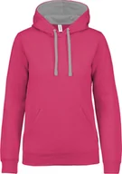 Bluzy damskie - Kariban Damska bluza z kapturem kontrastowa K465 Wielokolorowy fuksja/drobny szary XL - miniaturka - grafika 1