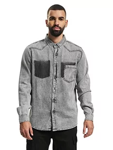 Urban Classics Męska koszula jeansowa z kieszeniami, szary (Grey Wash 01378), M - Koszule męskie - miniaturka - grafika 1