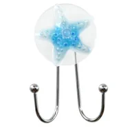 Wieszaki łazienkowe - Wieszak ścienny chrom + niebieski 13 x 9 x 10 cm AWD Interior - miniaturka - grafika 1