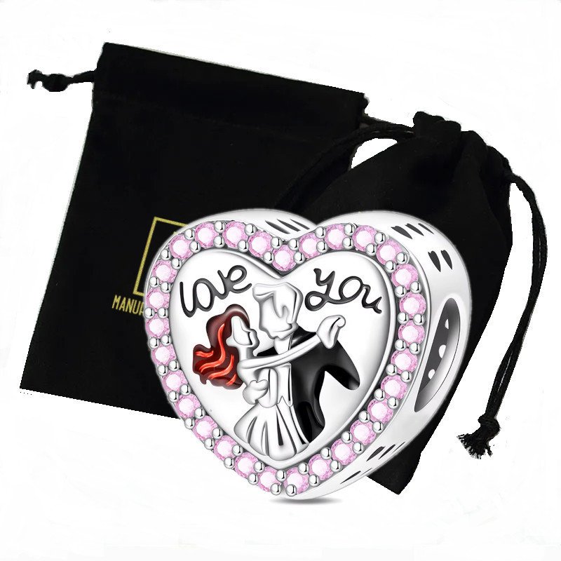 Charms Młoda Para Miłość Love Serce Zawieszka Srebro 925