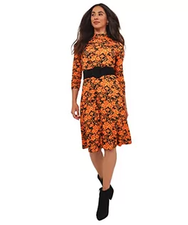 Sukienki - Joe Browns Damska jesienna zabawna kwiatowa sukienka z długim rękawem na co dzień, pomarańczowa, 10, pomarańczowy, 36 - grafika 1