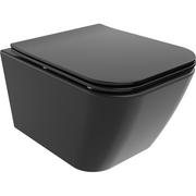 Miski WC - Mexen Madox Miska Wc Rimless Z Deską Wolnoopadającą Slim, Duroplast, Czarna Mat - 30154070 - miniaturka - grafika 1