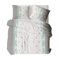 Pościel - Pościel flanelowa 140x200 1606N 137/3 biała szara ornamenty na guziki Flanela Komfort - miniaturka - grafika 1