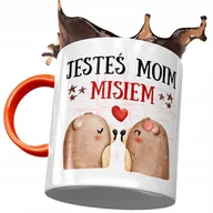 Kubki - Kubek Pomarańczowy z Misiem Miś Słodki na Prezent z Nadrukiem ze Zdjęciem + Opakowanie na prezent (wzór 02) - miniaturka - grafika 1