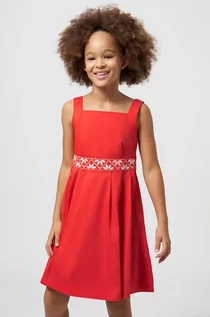 Sukienki i spódniczki dla dziewczynek - Mayoral sukienka dziecięca kolor pomarańczowy midi rozkloszowana - grafika 1