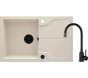 DEANTE ZQNN5113 Zlewozmywak granitowy z baterią 1-komorowy z ociekaczem - Zlewozmywaki z baterią - miniaturka - grafika 1