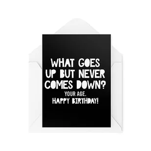 Śmieszne kartki urodzinowe - What Goes Up But Never Comes Down Your Age - Śmieszne kartki dla przyjaciół i rodziny - kartki z żartami - CBH1787 - Kartki okolicznościowe i zaproszenia - miniaturka - grafika 1