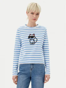 KARL LAGERFELD Bluzka A1W17137 Niebieski Regular Fit - Bluzki damskie - miniaturka - grafika 1