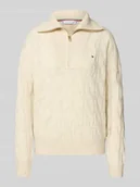 Swetry damskie - Sweter z dzianiny o kroju regular fit z czystej wełny - miniaturka - grafika 1