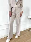 Spodnie damskie - Spodnie szerokie nogawki beżowe Trendy - PERFE - miniaturka - grafika 1