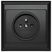 Gniazdka elektryczne - Gniazdo Luna pojedyncze z uziemieniem czarny mat - miniaturka - grafika 1