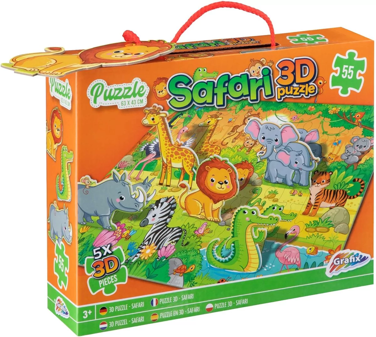 Puzzle Safari zwierzątka z elementami 3D dla dzieci 55 elementów