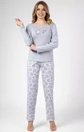 Piżamy damskie - Piżama damska na długi rękaw szary melanż 675, Kolor szary melanż, Rozmiar S, Regina - Primodo.com - miniaturka - grafika 1